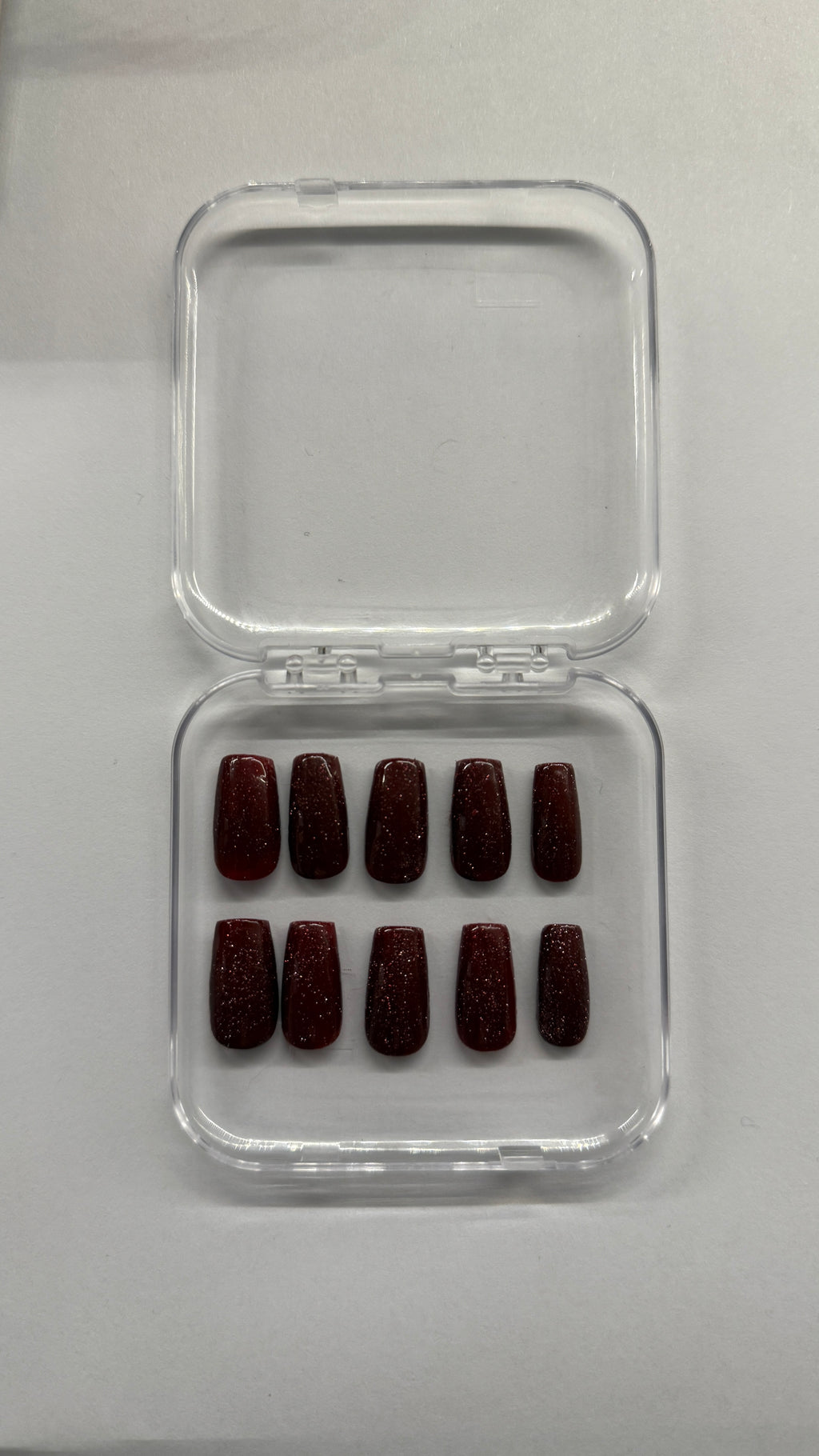 Press on nails bordeaux paillettes