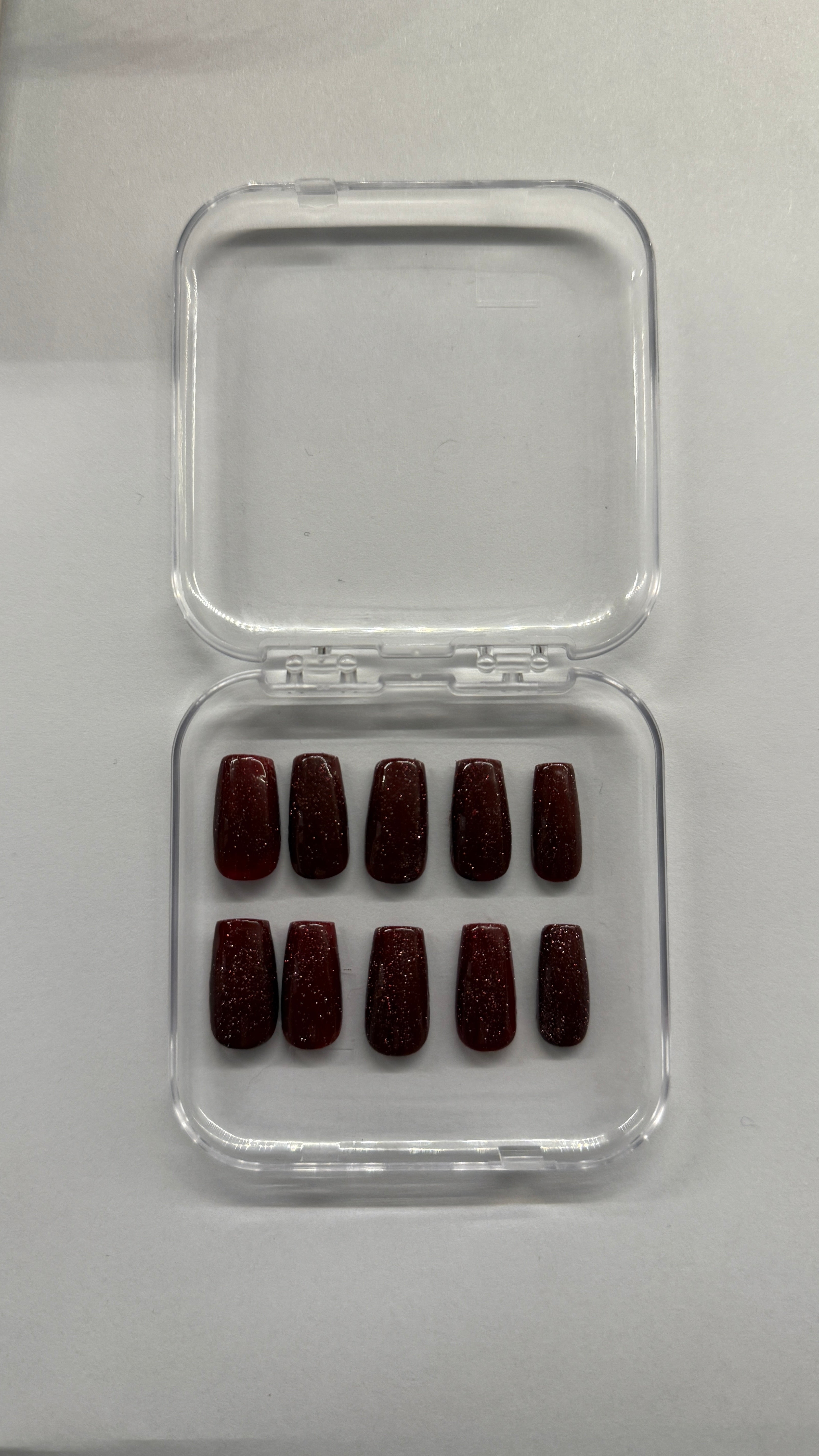 Press on nails bordeaux paillettes