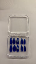 Press on nails bleu à fleur