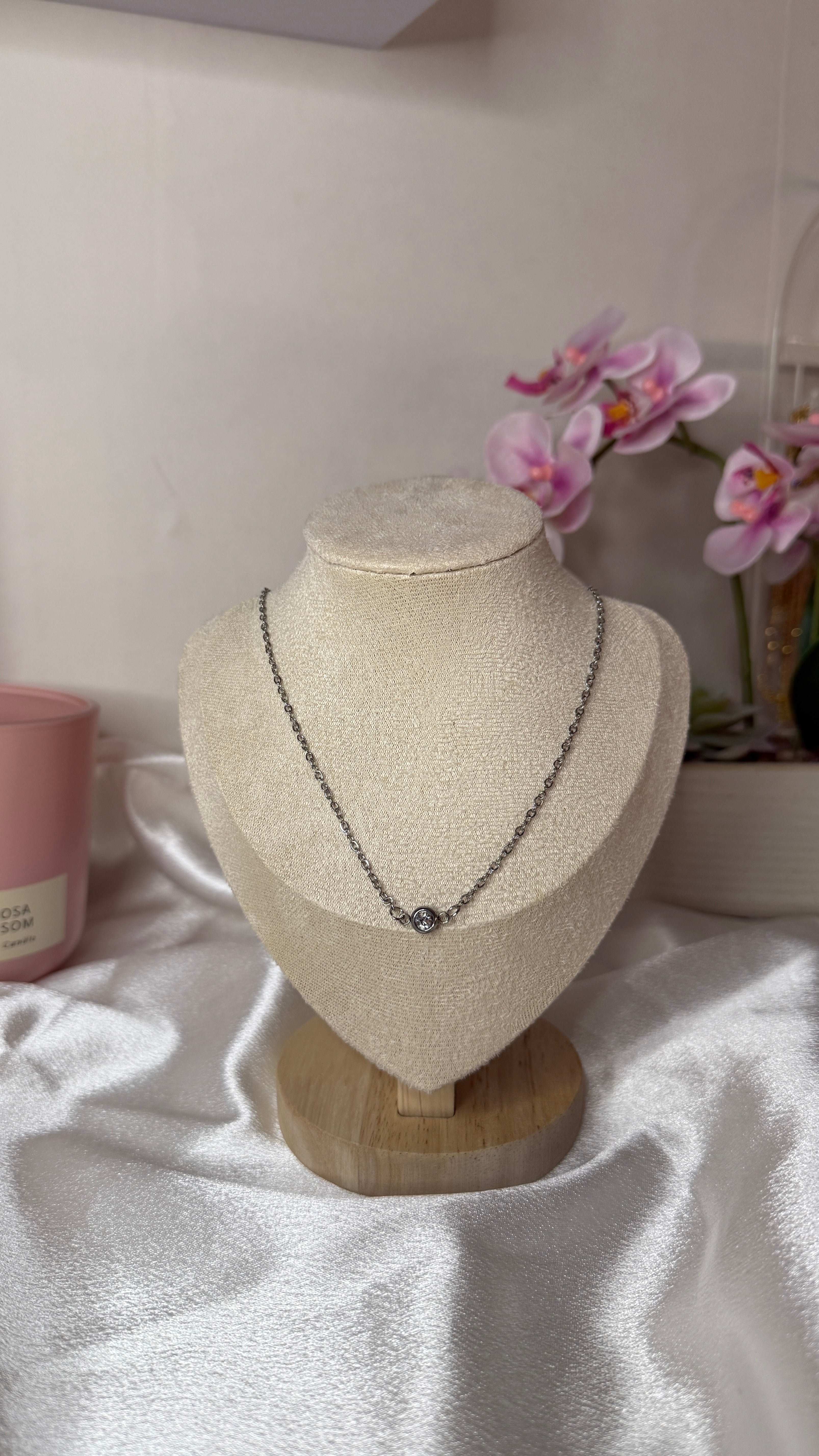 Collier Ambre argenté